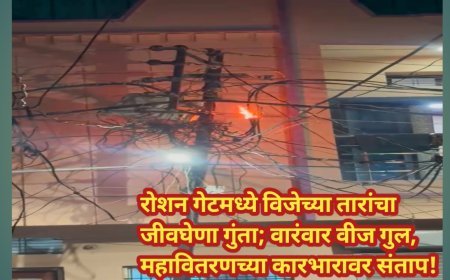 रोशन गेटमध्ये विजेच्या तारांचा जीवघेणा गुंता; वारंवार वीज गुल, महावितरणच्या कारभारावर संताप!