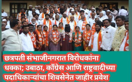 छत्रपती संभाजीनगरात विरोधकांना धक्का; उबाठा, काँग्रेस आणि राष्ट्रवादीच्या पदाधिकाऱ्यांचा शिवसेनेत जाहीर प्रवेश