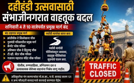 दहीहंडी उत्सवासाठी संभाजीनगरात वाहतूक बदल; शनिवारी ४ ते १० वाजेपर्यंत प्रमुख मार्ग बंद