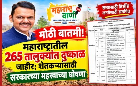 मोठी बातमी! महाराष्ट्रातील 265 तालुक्यांत दुष्काळ जाहीर; शेतकऱ्यांसाठी सरकारच्या महत्त्वाच्या घोषणा
