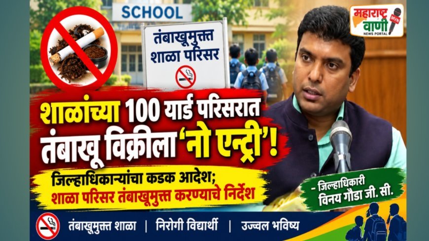 शाळांच्या १०० यार्ड परिसरात तंबाखू विक्रीला ‘नो एन्ट्री’! जिल्हाधिकाऱ्यांचा कडक आदेश; शाळा परिसर तंबाखूमुक्त करण्याचे निर्देश