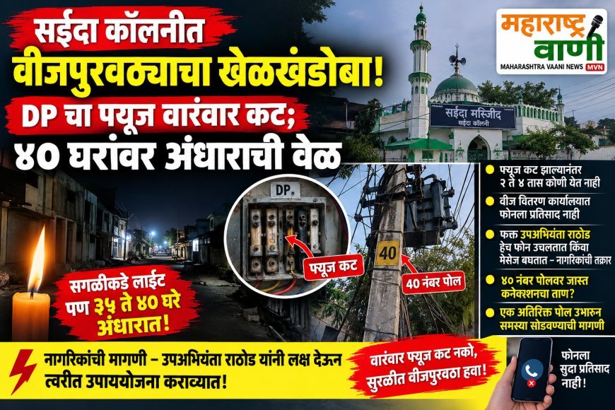 सईदा कॉलनीत वीजपुरवठ्याचा खेळखंडोबा! DP चा फ्यूज वारंवार कट; ४० घरांवर अंधाराची वेळ