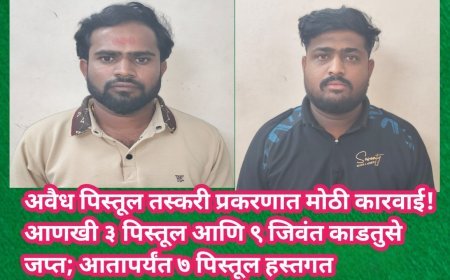 अवैध पिस्तूल तस्करी प्रकरणात मोठी कारवाई! आणखी ३ पिस्तूल आणि ९ जिवंत काडतुसे जप्त; आतापर्यंत ७ पिस्तूल हस्तगत