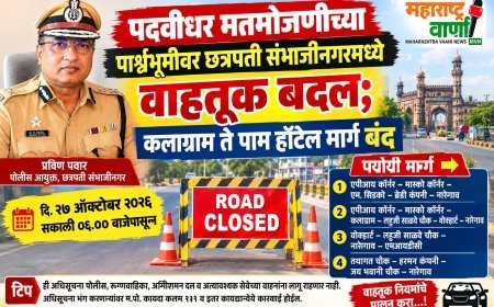 पदवीधर मतमोजणीच्या पार्श्वभूमीवर छत्रपती संभाजीनगरमध्ये वाहतूक बदल; कलाग्राम ते पाम हॉटेल मार्ग बंद