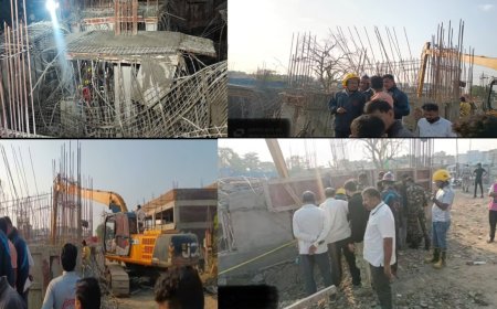 चिकलठाणा आठवडी बाजारात बांधकामाचा स्लॅब कोसळला; एक मजूर मलब्याखाली अडकल्याची भीती, दोघे जखमी