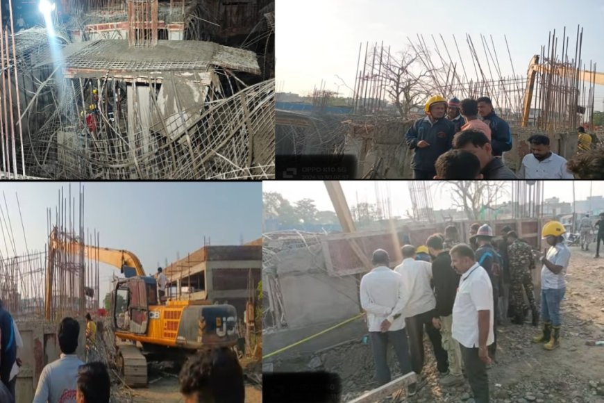 चिकलठाणा आठवडी बाजारात बांधकामाचा स्लॅब कोसळला; एक मजूर मलब्याखाली अडकल्याची भीती, दोघे जखमी
