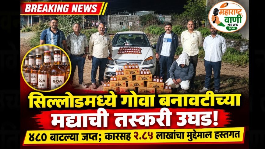 सिल्लोडमध्ये गोवा बनावटीच्या मद्याची तस्करी उघड! ४८० बाटल्या जप्त; कारसह २.८५ लाखांचा मुद्देमाल हस्तगत